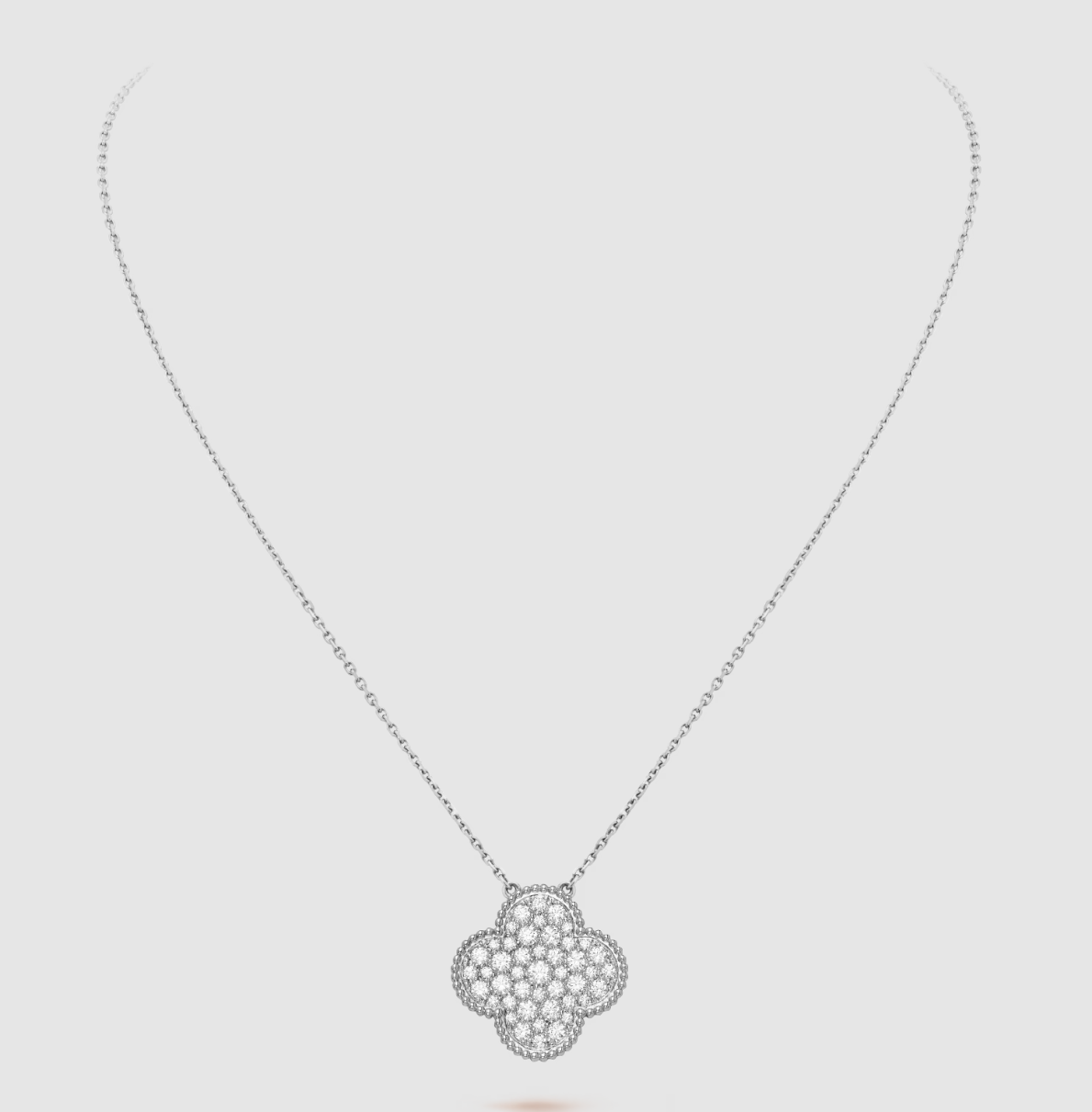 [ORA]KLEE 25MM GROSSER ANHÄNGER DIAMANT PAVÉ SILBERHALSKETTE