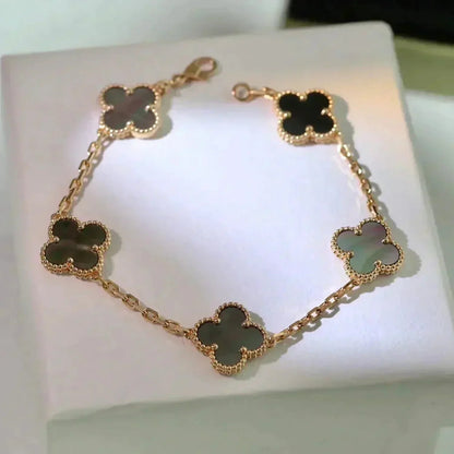 [ORA] CLOVER 5 MOTIF GRAY MOP BRACELET COLLECTION