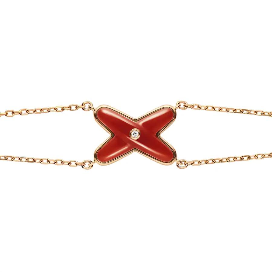 [ORA]JEUX BRACELET CARNELIAN PINK GOLD 1 DIAMOND