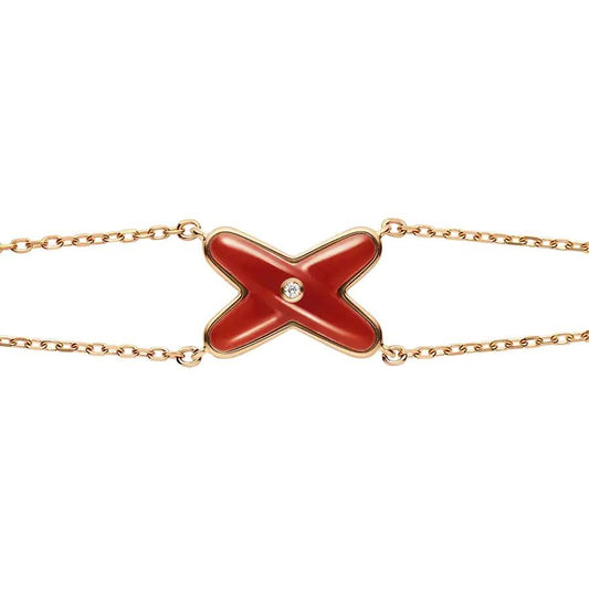 [ORA]JEUX BRACELET CARNELIAN PINK GOLD 1 DIAMOND
