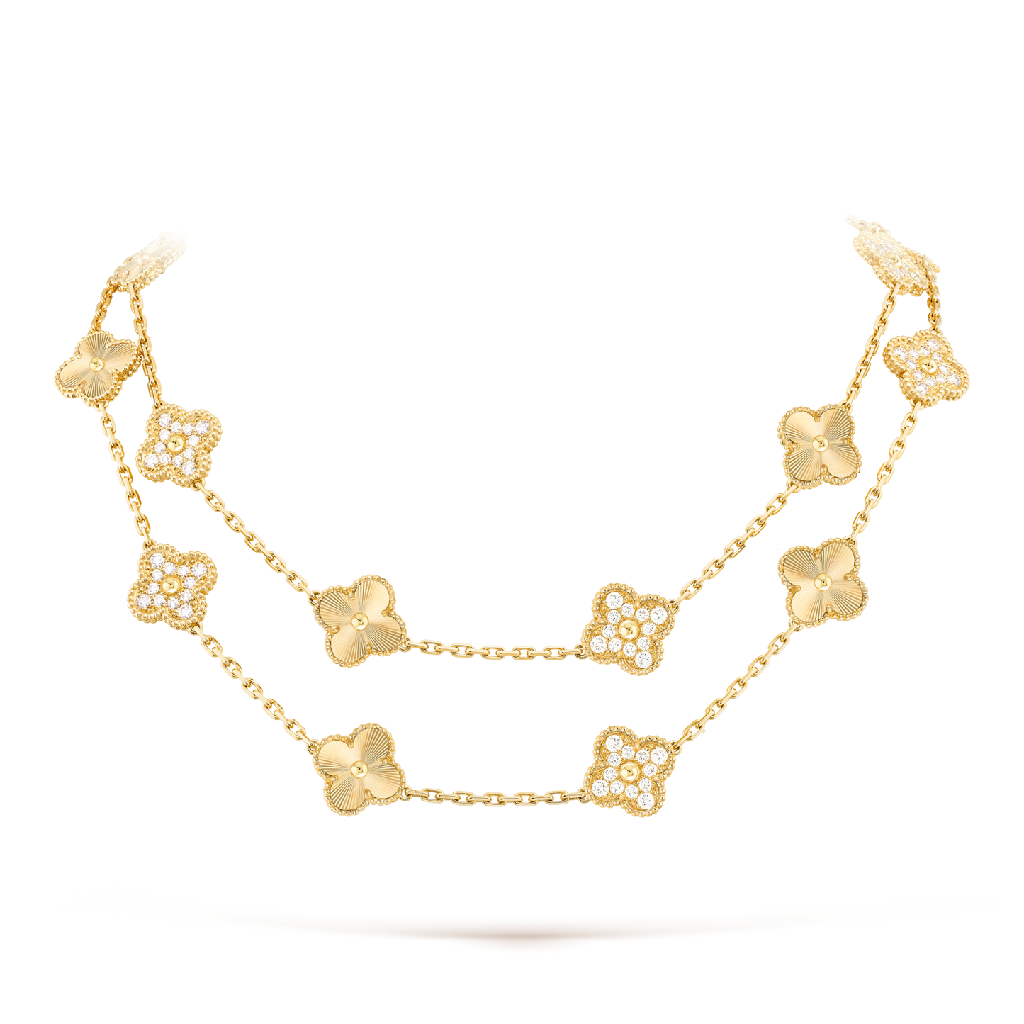 [ORA]CLOVER 20 MOTIFS LASER DIAMOND NECKLACE