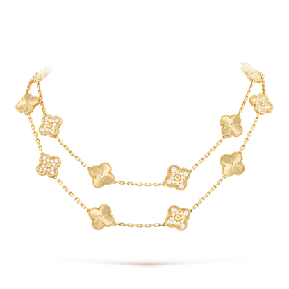 [ORA]CLOVER 20 MOTIFS LASER DIAMOND NECKLACE