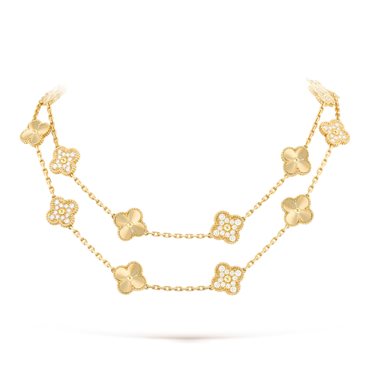 [ORA]CLOVER 20 MOTIFS LASER DIAMOND NECKLACE