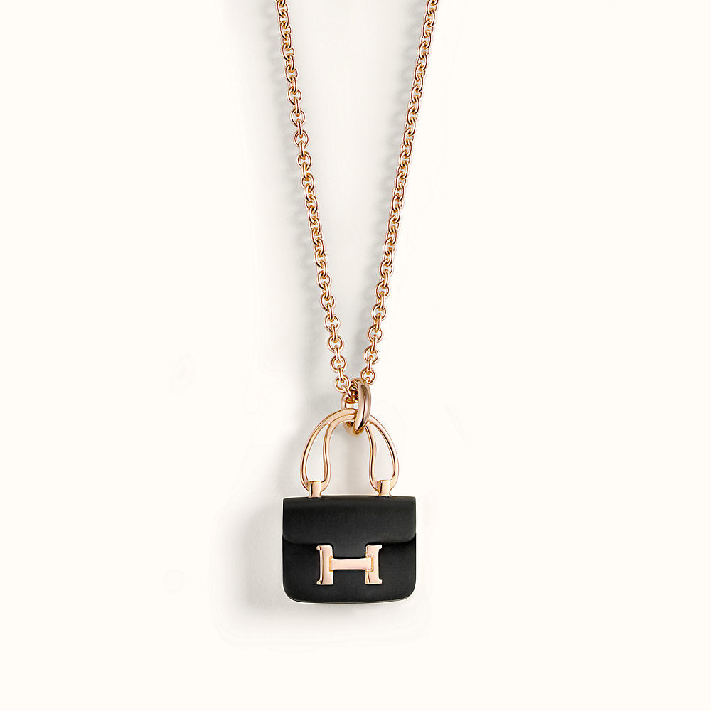 [ORA]CONSTANCE BLACK PEDANT PINK GOLD NECKLACE