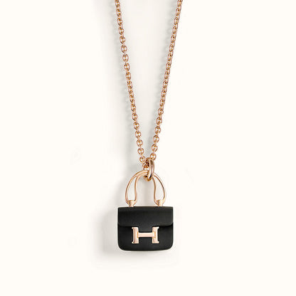 [ORA]CONSTANCE BLACK PEDANT PINK GOLD NECKLACE