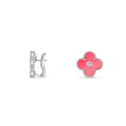 [ORA]CLOVER SILVER 15MM MOP DIAMOND EARRINGS COLLECTION