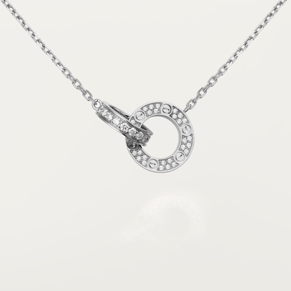[ORA]LOVE 7.6MM NECKLACE ROSE GOLD AND SILVER  FULL DIAMOND