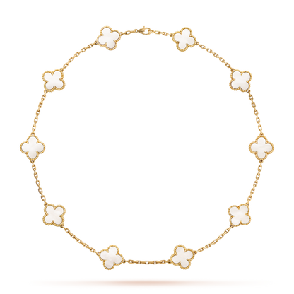 [ORA]CLOVER 10 MOTIFS WHITE MOTHER OF PEARL NECKLACE