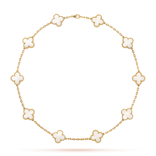 [ORA]CLOVER 10 MOTIFS WHITE MOTHER OF PEARL NECKLACE