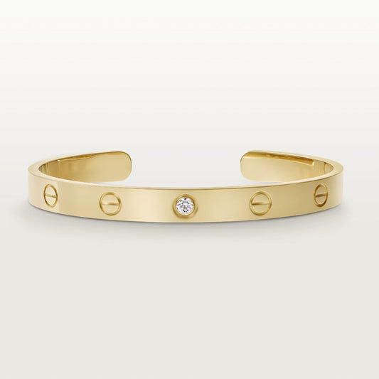 [ORA]LOVE BRACELET 6.1MM 1 DIAMOND OPEN CUFF