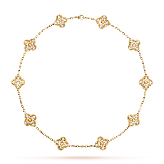 [ORA]CLOVER 10 MOTIFS DIAMOND NECKLACE