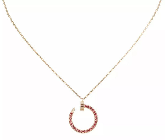 [ORA]JUSTE NECKLACE GOLD RED DIAMONDS