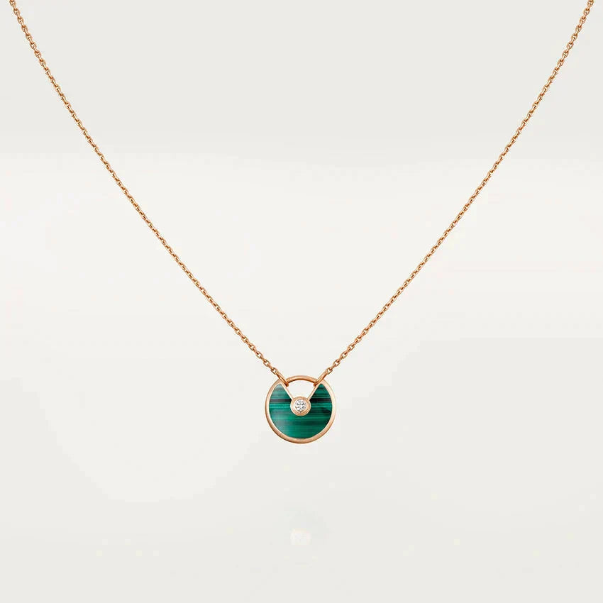 [ORA]AMULETTE ROSE GOLD MALACHITE NECKLACE