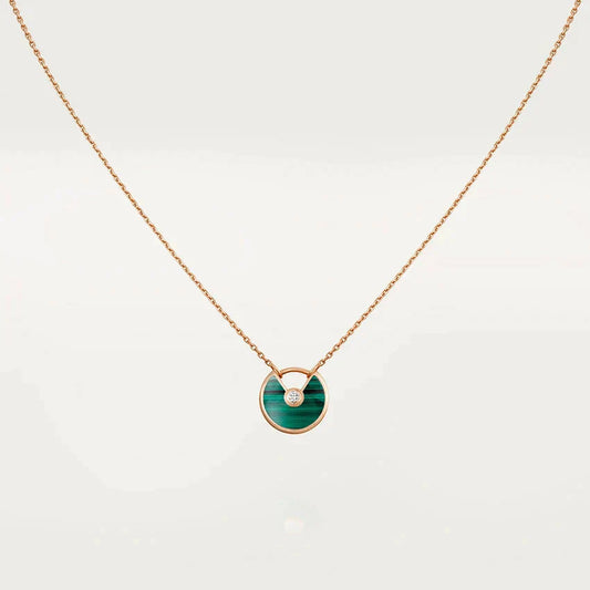 [ORA]AMULETTE ROSE GOLD MALACHITE NECKLACE
