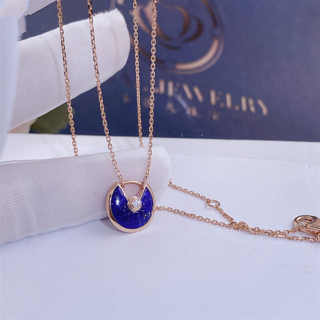 [ORA]AMULETTE ROSE GOLD AGATE NECKLACE