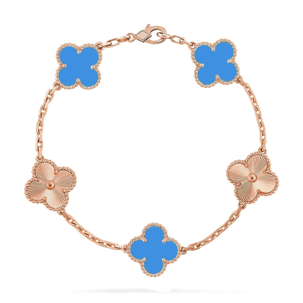[ORA] CLOVER 5 MOTIF BLUE AGATE BRACELET COLLECTION