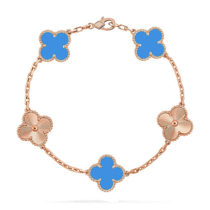 [ORA] CLOVER 5 MOTIF BLUE AGATE BRACELET COLLECTION