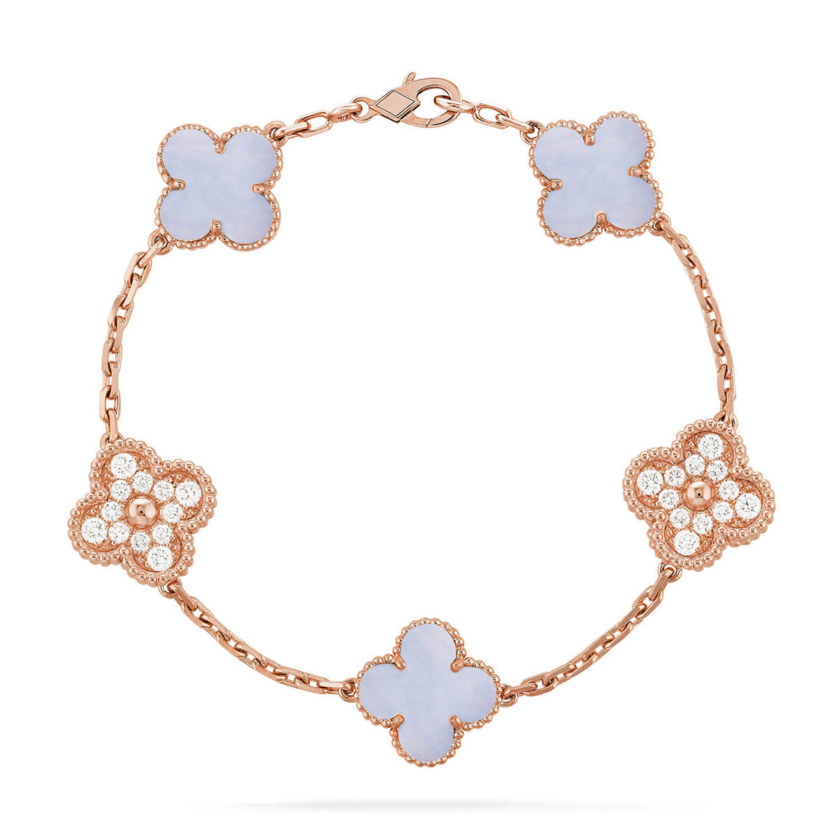 [ORA] CLOVER 5 MOTIF PURPLE CHALCEDONY BRACELET COLLECTION