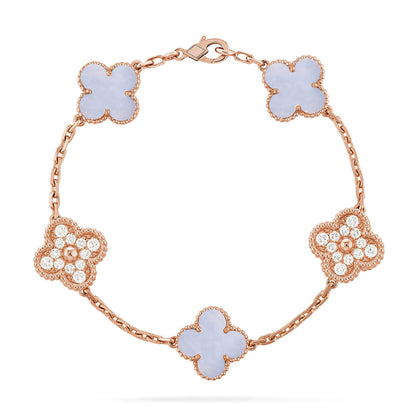 [ORA] CLOVER 5 MOTIF PURPLE CHALCEDONY BRACELET COLLECTION
