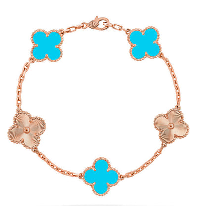 [ORA] CLOVER 5 MOTIF TURQUOISE BRACELET COLLECTION