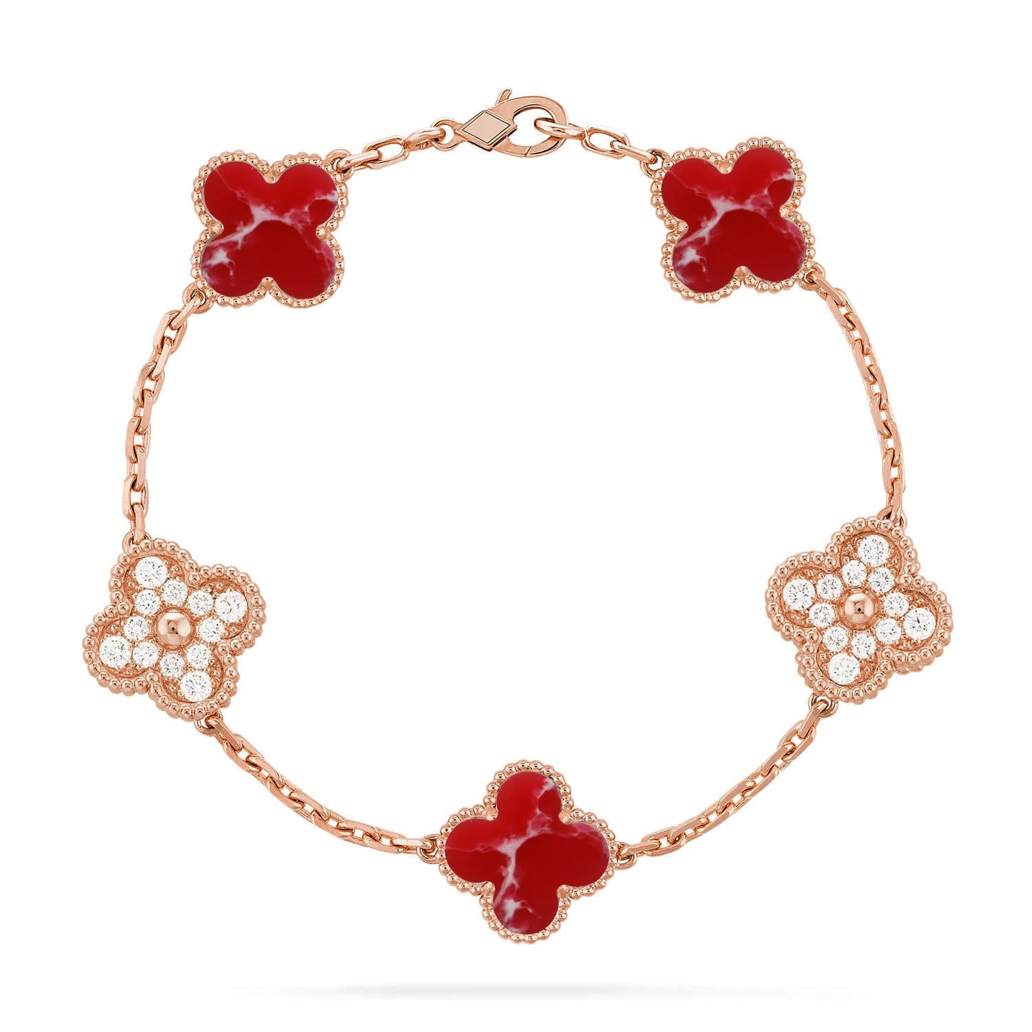 [ORA]CLOVER 5 MOTIF RED PATTERN BRACELET COLLECTION