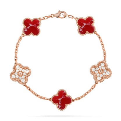 [ORA]CLOVER 5 MOTIF RED PATTERN BRACELET COLLECTION