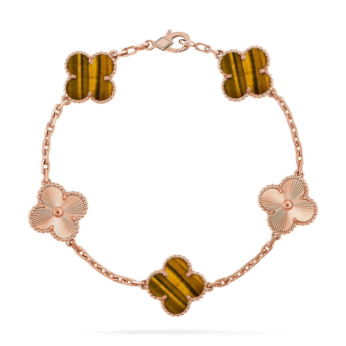 [ORA] CLOVER 5 MOTIFS TIGER EYE BRACELET COLLECTION