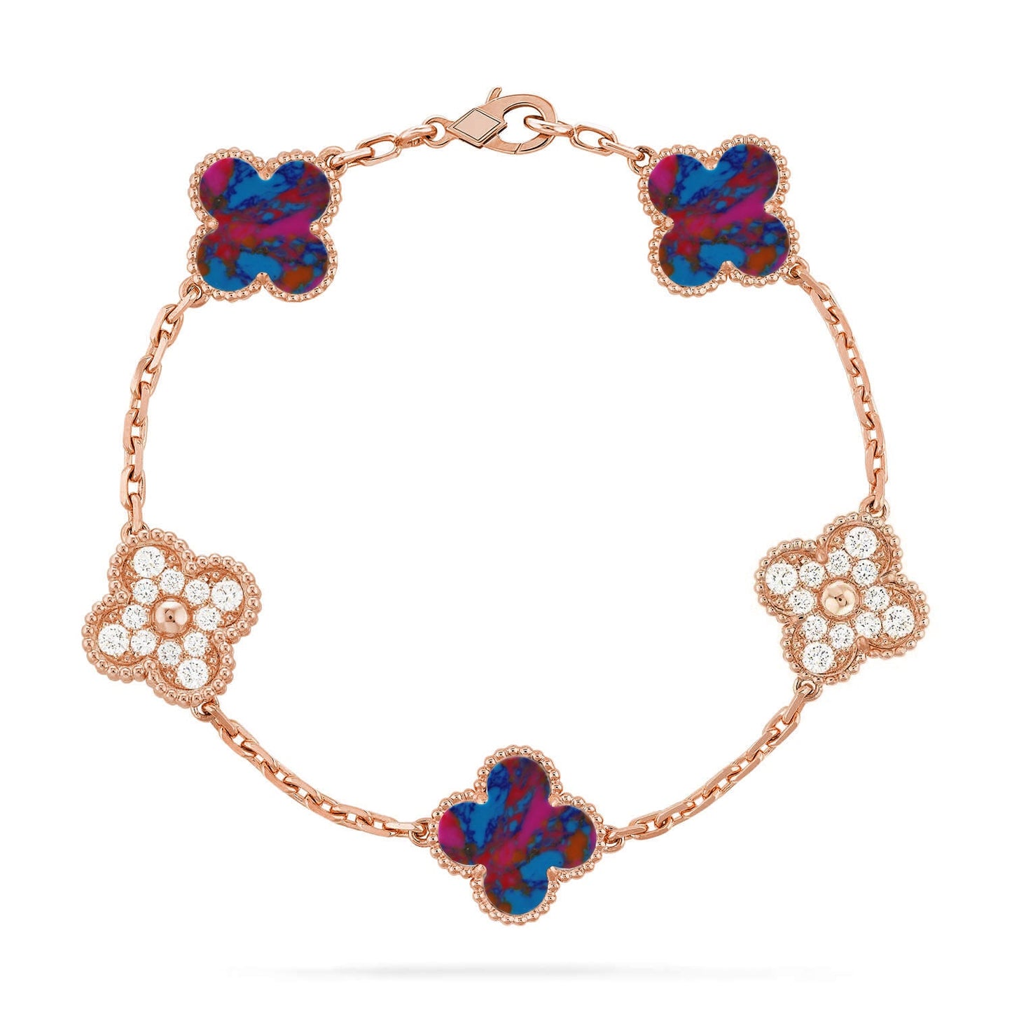 [ORA]CLOVER 5 MOTIF COLOR GEMSTONES BRACELET COLLECTION