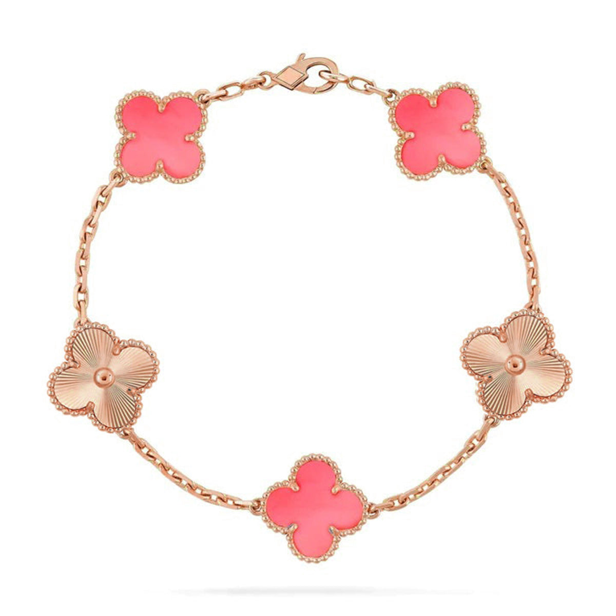 [ORA] CLOVER 5 MOTIFS  PINK MOP BRACELET COLLECTION