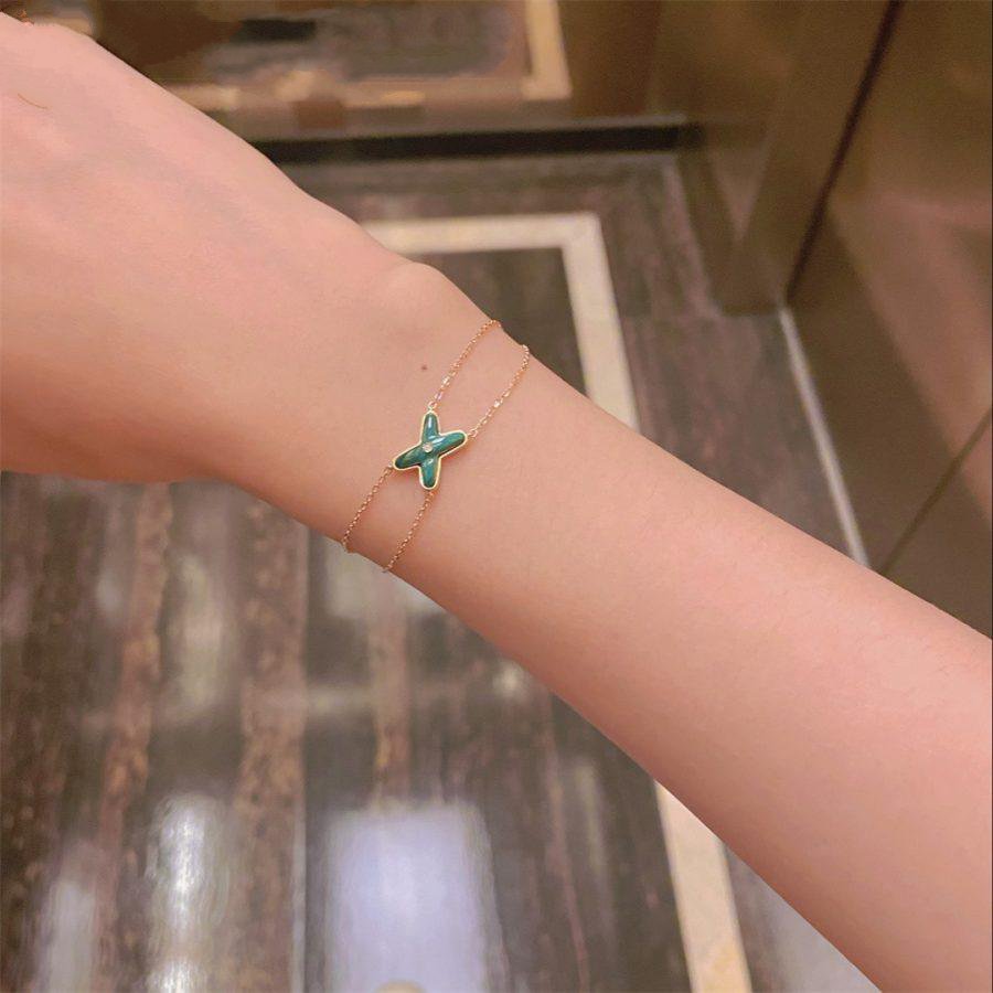 [ORA]JEUX BRACELET MALACHITE PINK GOLD 1 DIAMOND