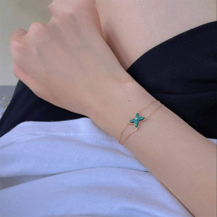 [ORA]JEUX BRACELET MALACHITE PINK GOLD 1 DIAMOND