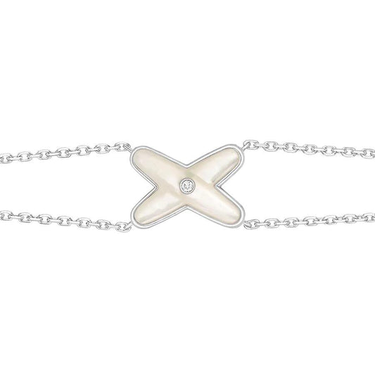 [ORA]JEUX BRACELET WHITE MOP SILVER 1 DIAMOND