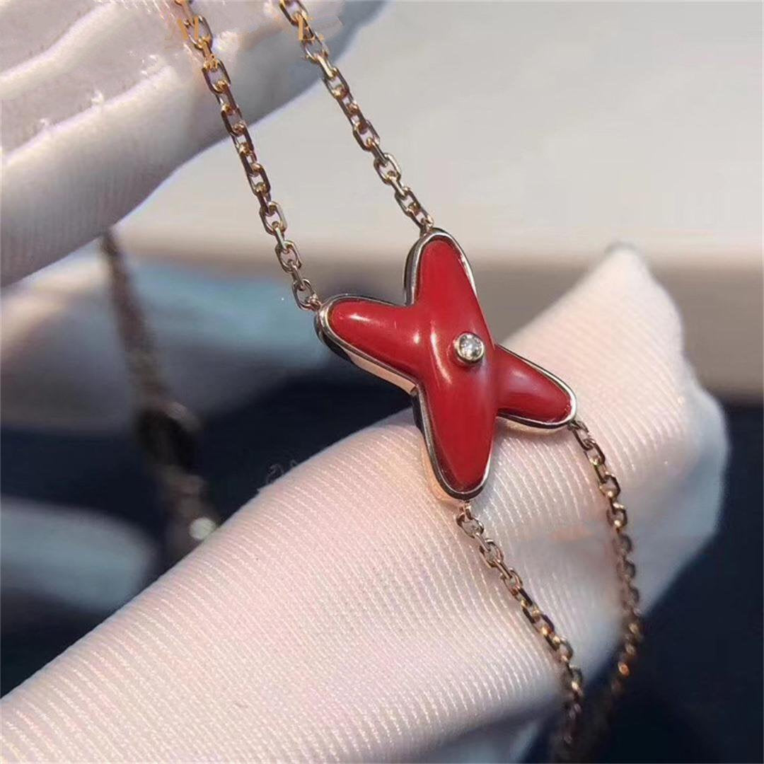 [ORA]JEUX BRACELET CARNELIAN PINK GOLD 1 DIAMOND