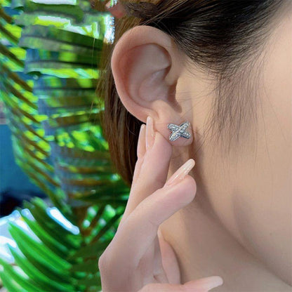 [ORA]JEUX DE SILVER DIAMOND EARRINGS