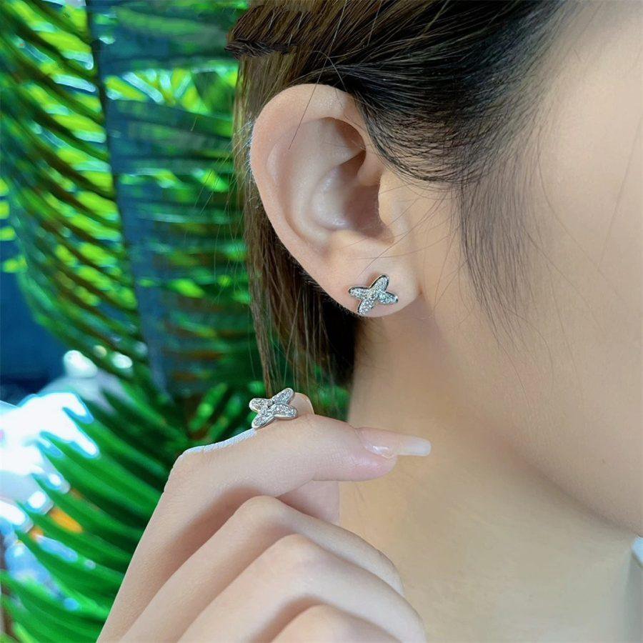 [ORA]JEUX DE SILVER DIAMOND EARRINGS