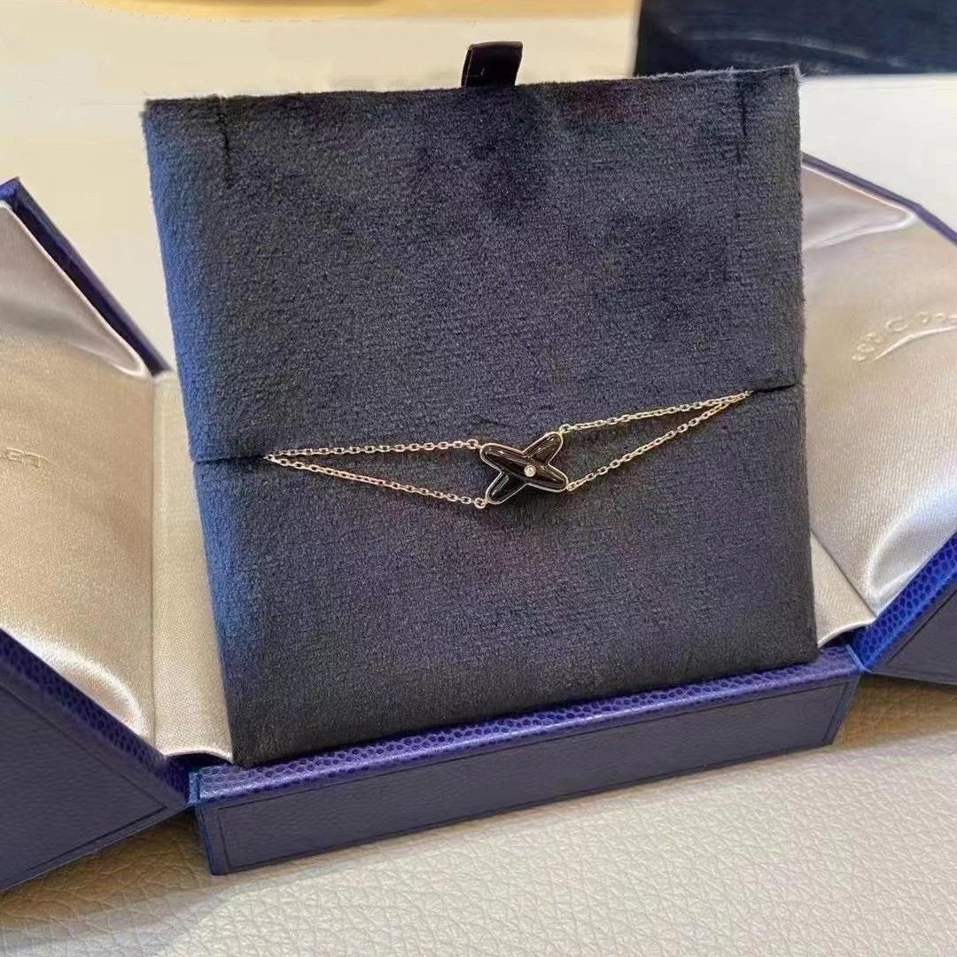[ORA]JEUX BRACELET ONYX PINK GOLD 1 DIAMOND