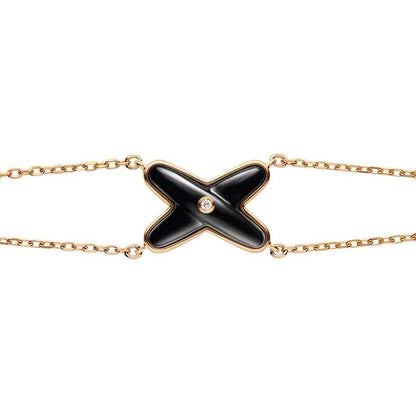 [ORA]JEUX BRACELET ONYX PINK GOLD 1 DIAMOND