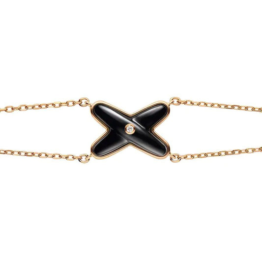 [ORA]JEUX BRACELET ONYX PINK GOLD 1 DIAMOND