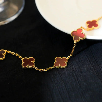 [ORA] CLOVER 5 MOTIF RED CORNELIAN BRACELET COLLECTION