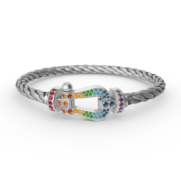 [ORA]FORC LARGE HORSESHOE  COLORED DIAMOND BRACELET SILVER