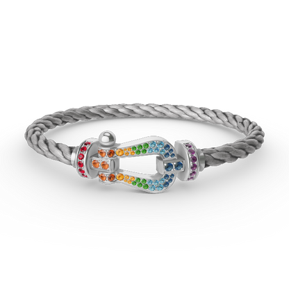 [ORA]FORC LARGE HORSESHOE  COLORED DIAMOND BRACELET SILVER