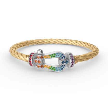 [ORA]FORC LARGE HORSESHOE  COLORED DIAMOND BRACELET SILVER