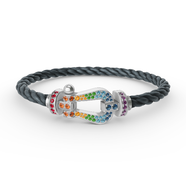 [ORA]FORC LARGE HORSESHOE  COLORED DIAMOND BRACELET SILVER
