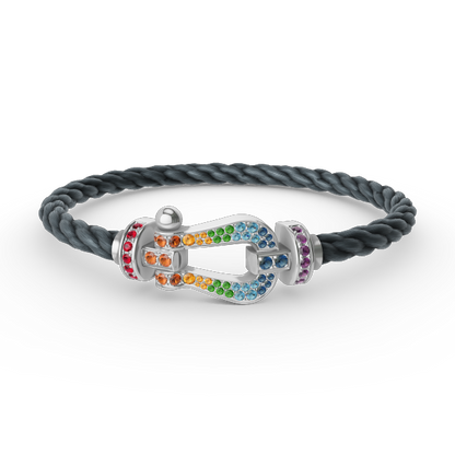 [ORA]FORC LARGE HORSESHOE  COLORED DIAMOND BRACELET SILVER