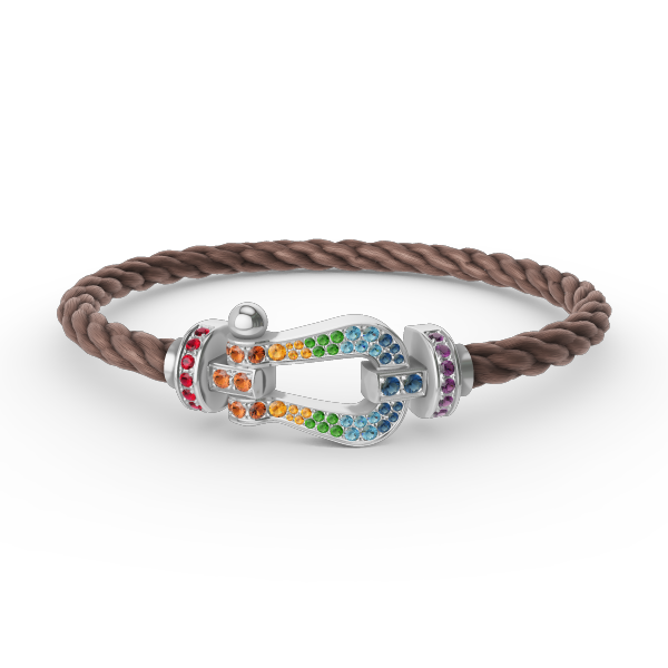 [ORA]FORC LARGE HORSESHOE  COLORED DIAMOND BRACELET SILVER