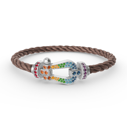 [ORA]FORC LARGE HORSESHOE  COLORED DIAMOND BRACELET SILVER