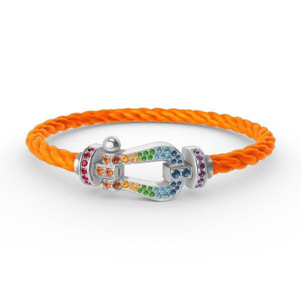 [ORA]FORC LARGE HORSESHOE  COLORED DIAMOND BRACELET SILVER
