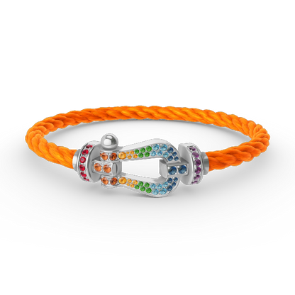 [ORA]FORC LARGE HORSESHOE  COLORED DIAMOND BRACELET SILVER