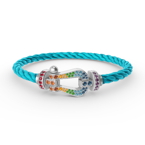 [ORA]FORC LARGE HORSESHOE  COLORED DIAMOND BRACELET SILVER