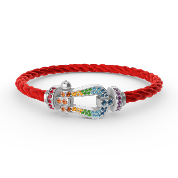 [ORA]FORC LARGE HORSESHOE  COLORED DIAMOND BRACELET SILVER